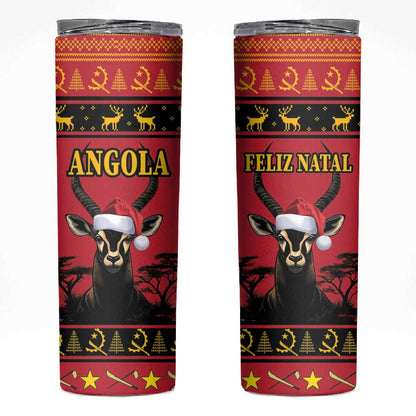 Afro Angola Giant Sable Antelope Christmas Skinny Tumbler Virtus Unita Fortior Feliz Natal