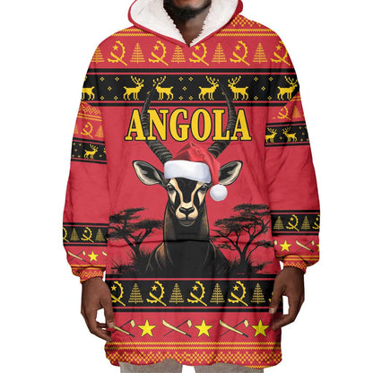 Afro Angola Giant Sable Antelope Christmas Wearable Blanket Hoodie Virtus Unita Fortior Feliz Natal