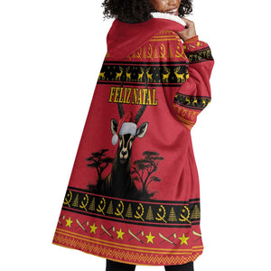 Afro Angola Giant Sable Antelope Christmas Wearable Blanket Hoodie Virtus Unita Fortior Feliz Natal