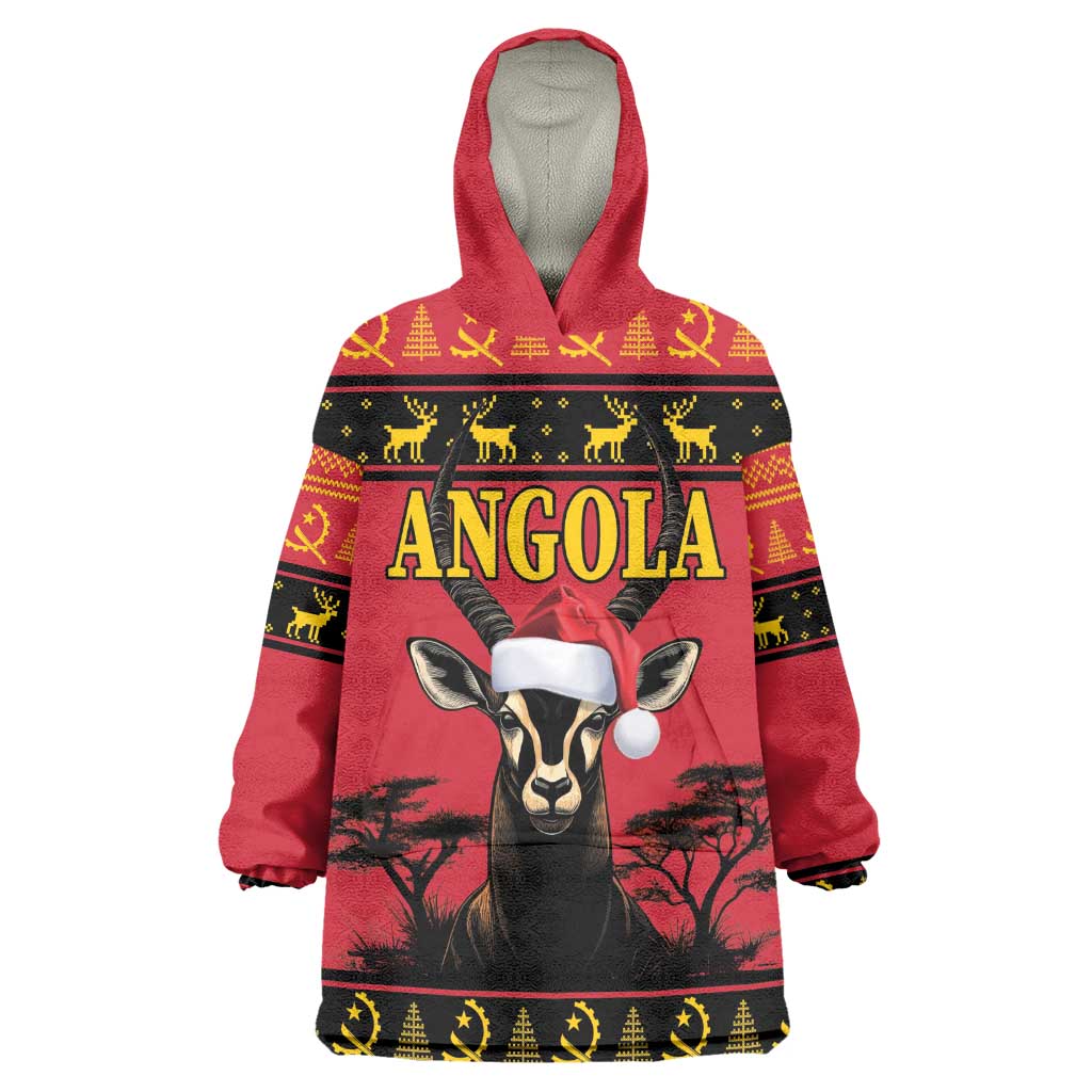 Afro Angola Giant Sable Antelope Christmas Wearable Blanket Hoodie Virtus Unita Fortior Feliz Natal