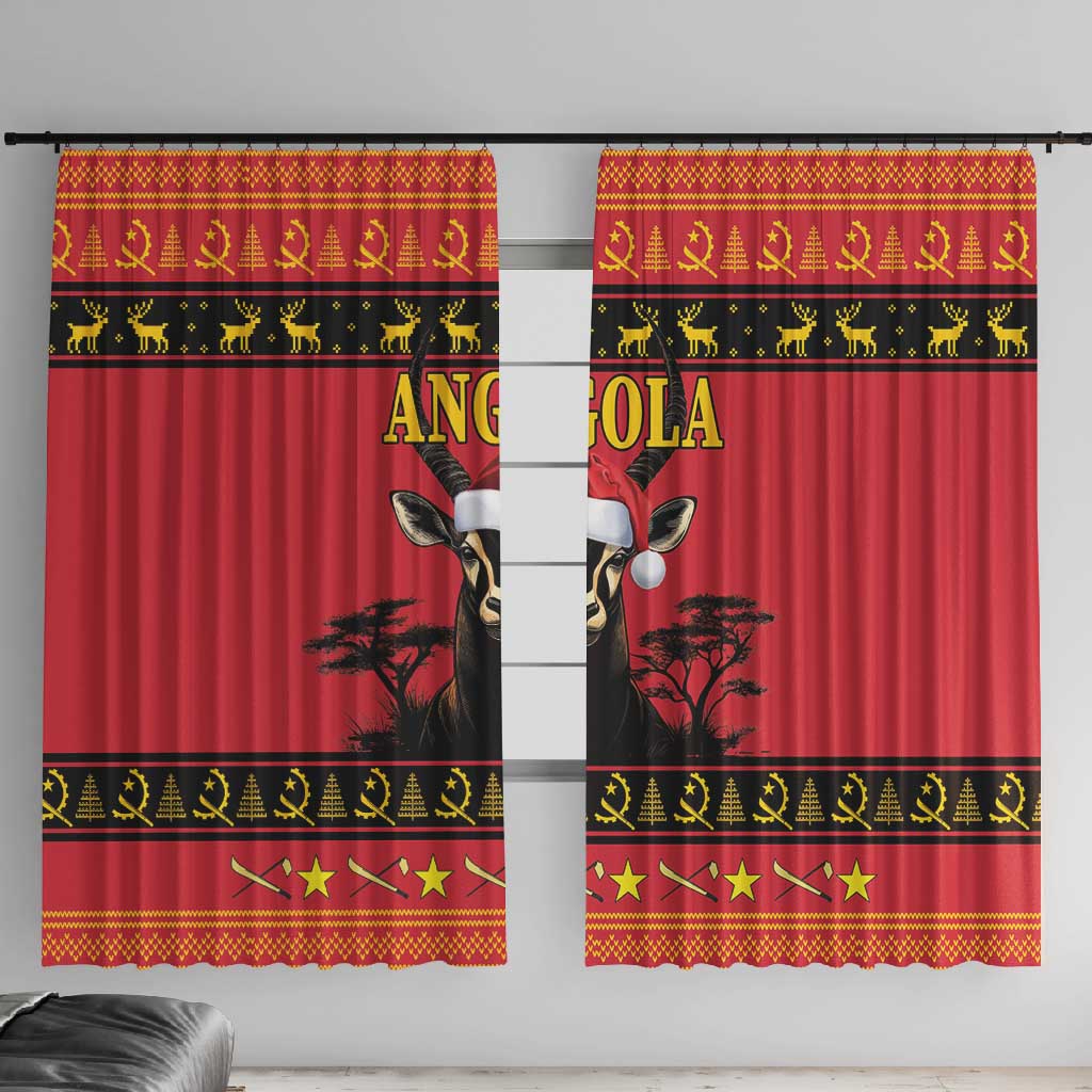 Afro Angola Giant Sable Antelope Christmas Window Curtain Virtus Unita Fortior Feliz Natal