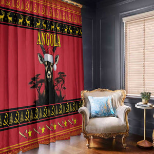 Afro Angola Giant Sable Antelope Christmas Window Curtain Virtus Unita Fortior Feliz Natal