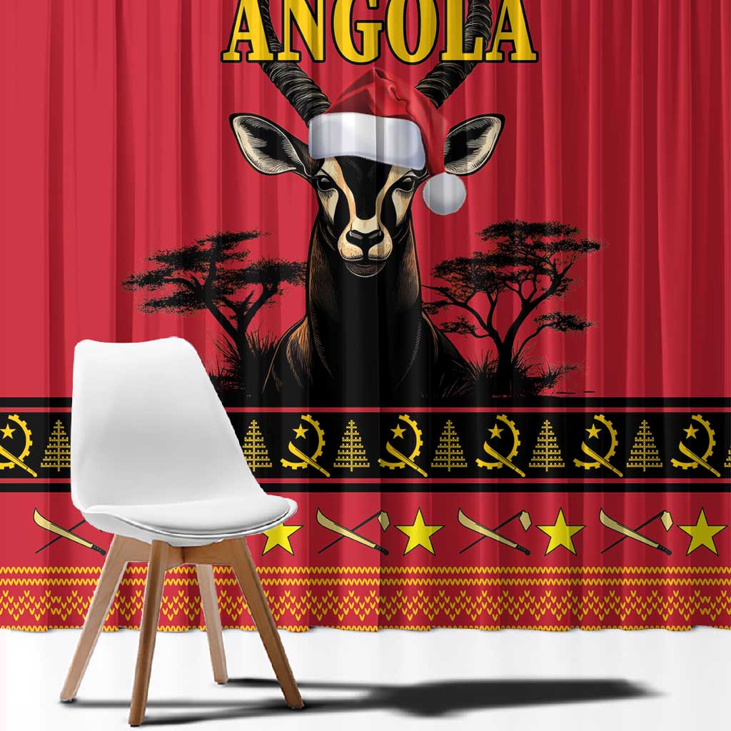 Afro Angola Giant Sable Antelope Christmas Window Curtain Virtus Unita Fortior Feliz Natal
