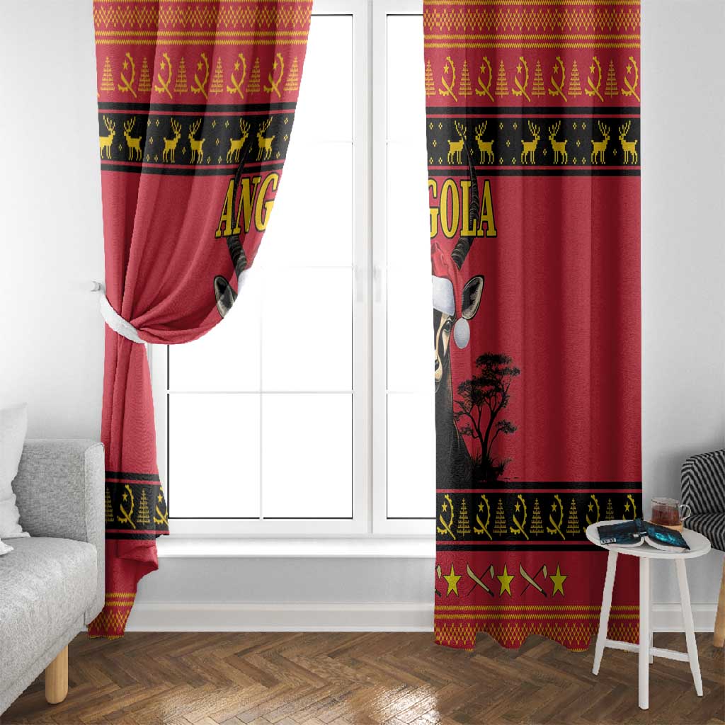 Afro Angola Giant Sable Antelope Christmas Window Curtain Virtus Unita Fortior Feliz Natal