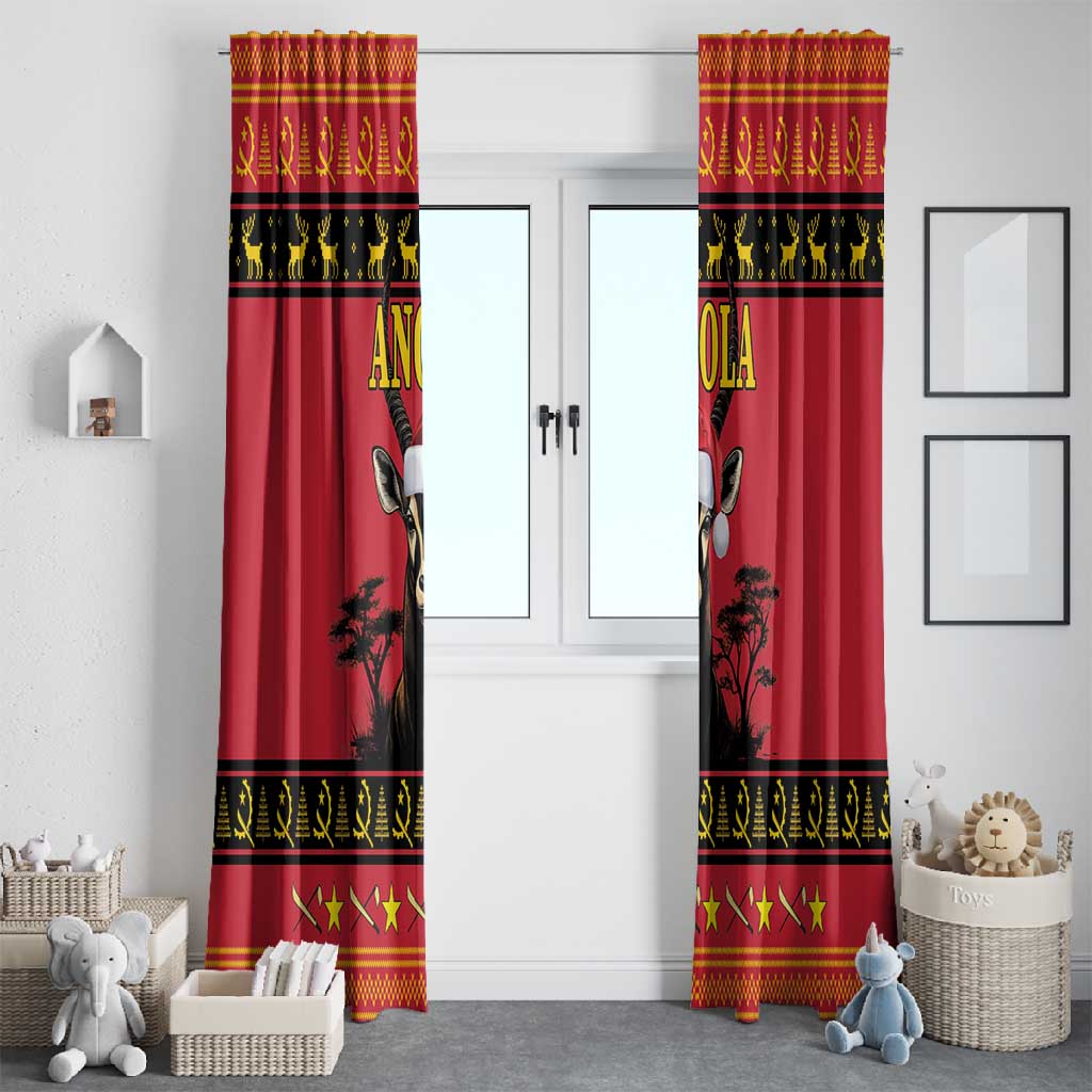 Afro Angola Giant Sable Antelope Christmas Window Curtain Virtus Unita Fortior Feliz Natal