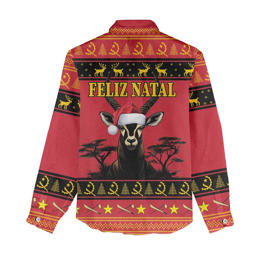 Afro Angola Giant Sable Antelope Christmas Women Casual Shirt Virtus Unita Fortior Feliz Natal LT18