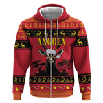 Afro Angola Giant Sable Antelope Christmas Zip Hoodie Virtus Unita Fortior Feliz Natal