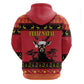 Afro Angola Giant Sable Antelope Christmas Zip Hoodie Virtus Unita Fortior Feliz Natal