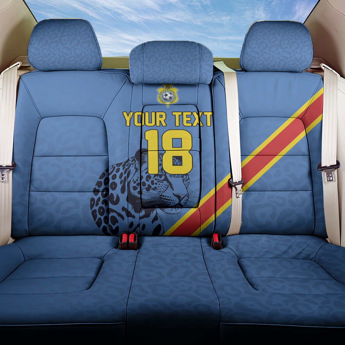 Custom DR Congo Football Back Car Seat Cover Leopard Pride Heritage Edition
