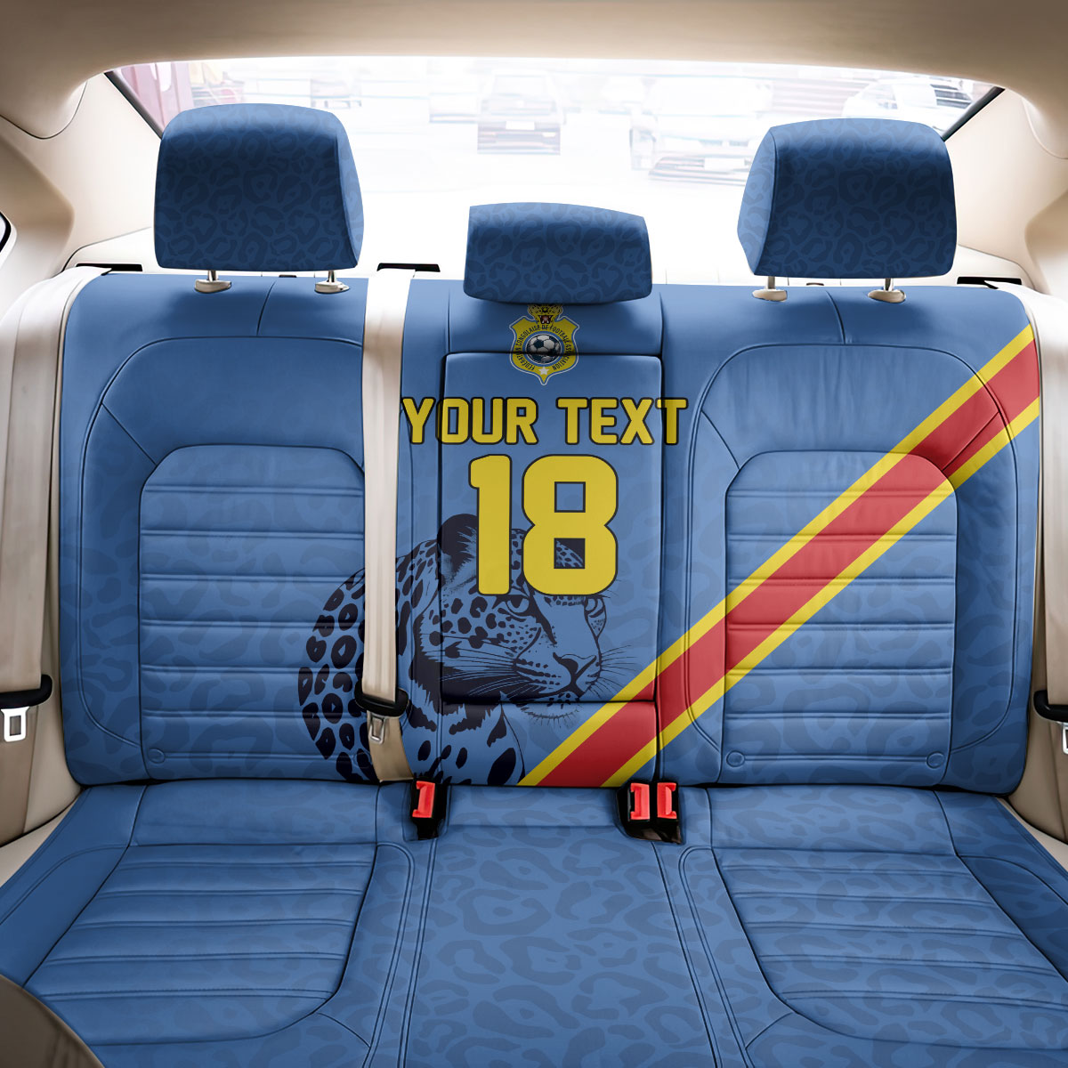 Custom DR Congo Football Back Car Seat Cover Leopard Pride Heritage Edition