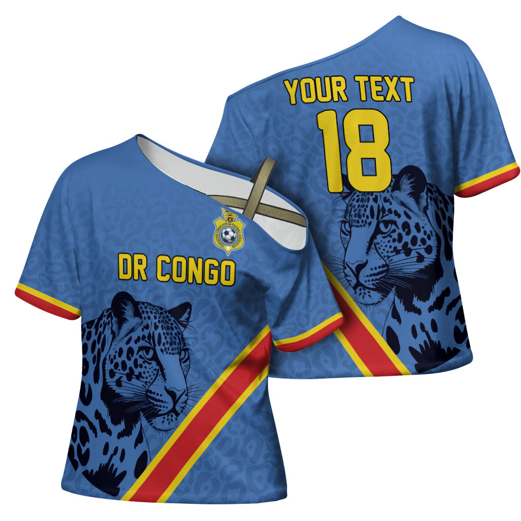Custom DR Congo Football Cross Shoulder Shirt Leopard Pride Heritage Edition