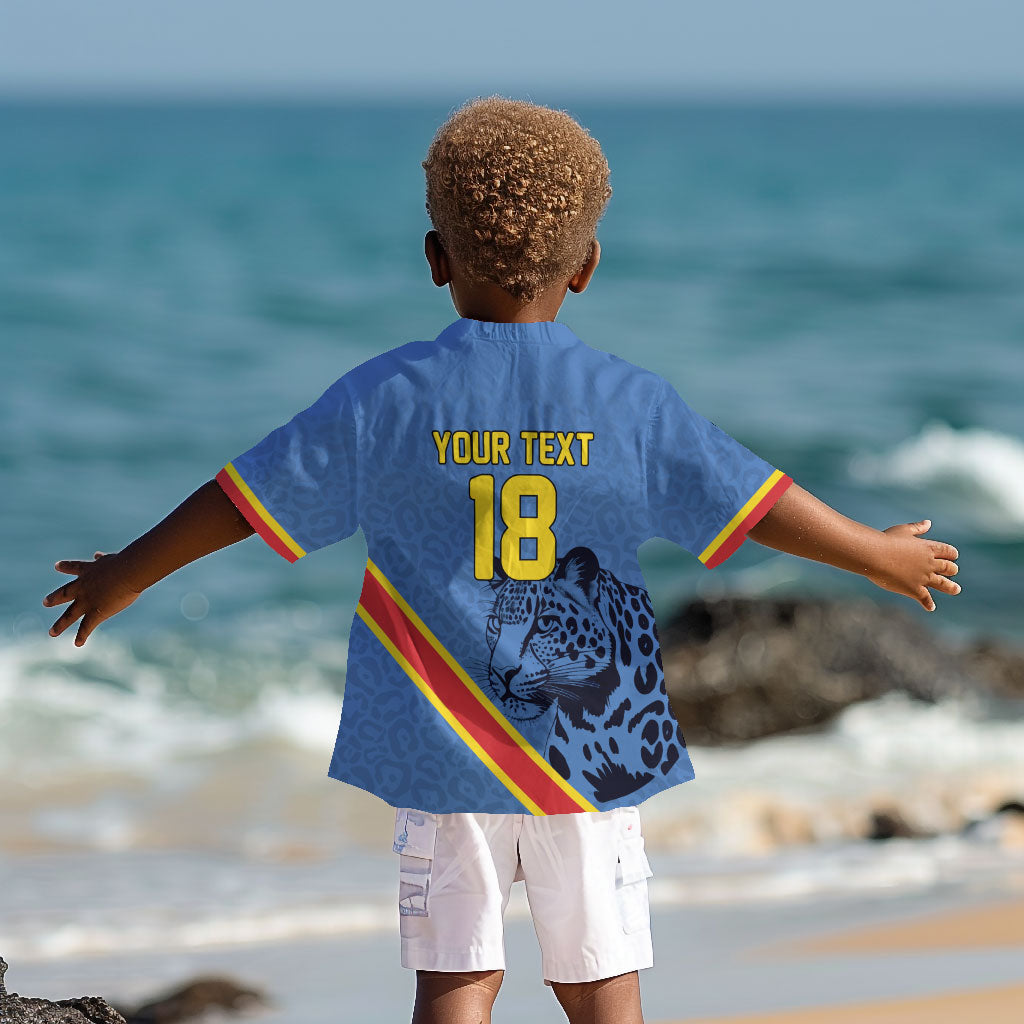 Custom DR Congo Football Kid Hawaiian Shirt Leopard Pride Heritage Edition