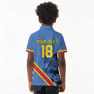 Custom DR Congo Football Kid Polo Shirt Leopard Pride Heritage Edition