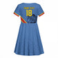 Custom DR Congo Football Kid Short Sleeve Dress Leopard Pride Heritage Edition