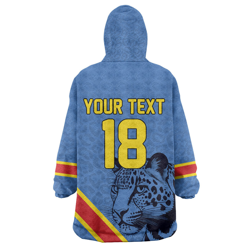 Custom DR Congo Football Kid Wearable Blanket Hoodie Leopard Pride Heritage Edition