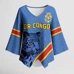Custom DR Congo Football Kimono Sleeve Blouse Leopard Pride Heritage Edition