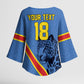 Custom DR Congo Football Kimono Sleeve Blouse Leopard Pride Heritage Edition