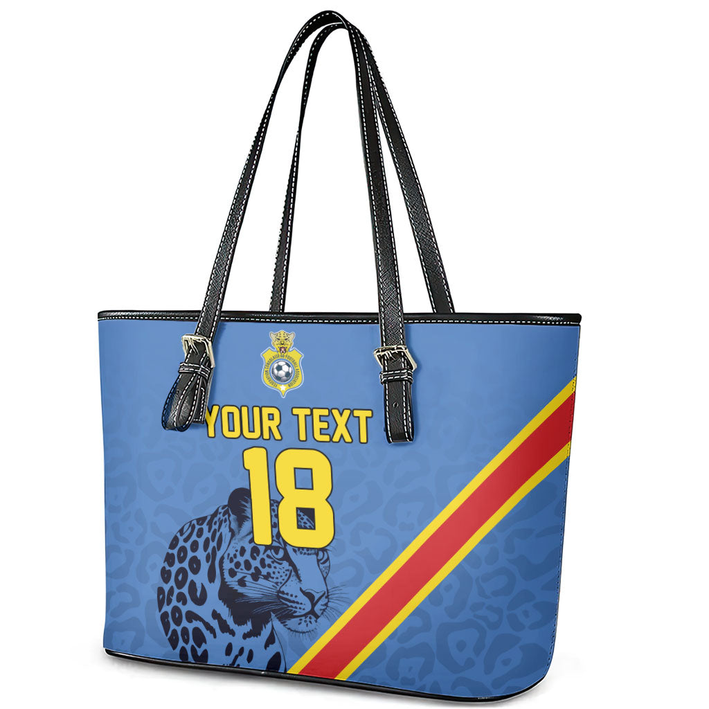 Custom DR Congo Football Leather Tote Bag Leopard Pride Heritage Edition