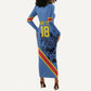 Custom DR Congo Football Long Sleeve Bodycon Dress Leopard Pride Heritage Edition