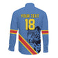 Custom DR Congo Football Long Sleeve Button Shirt Leopard Pride Heritage Edition