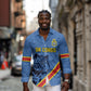 Custom DR Congo Football Long Sleeve Button Shirt Leopard Pride Heritage Edition