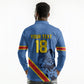 Custom DR Congo Football Long Sleeve Polo Shirt Leopard Pride Heritage Edition