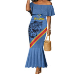 Custom DR Congo Football Mermaid Dress Leopard Pride Heritage Edition