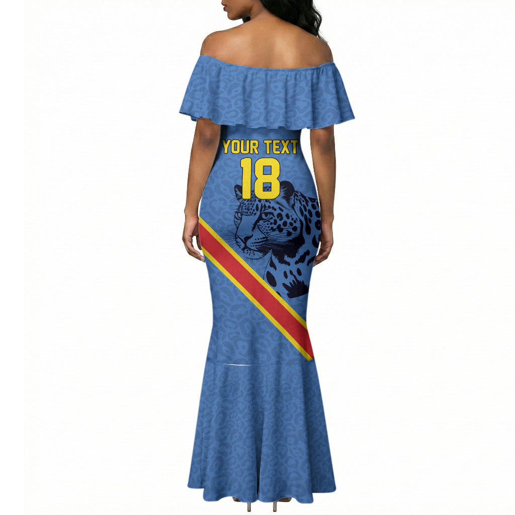 Custom DR Congo Football Mermaid Dress Leopard Pride Heritage Edition