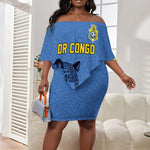 Custom DR Congo Football Off Shoulder Short Dress Leopard Pride Heritage Edition
