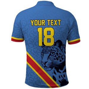 Custom DR Congo Football Polo Shirt Leopard Pride Heritage Edition