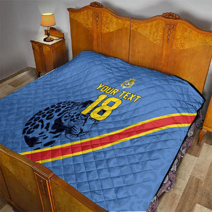 Custom DR Congo Football Quilt Leopard Pride Heritage Edition