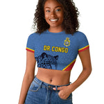 Custom DR Congo Football Raglan Cropped T shirt Leopard Pride Heritage Edition
