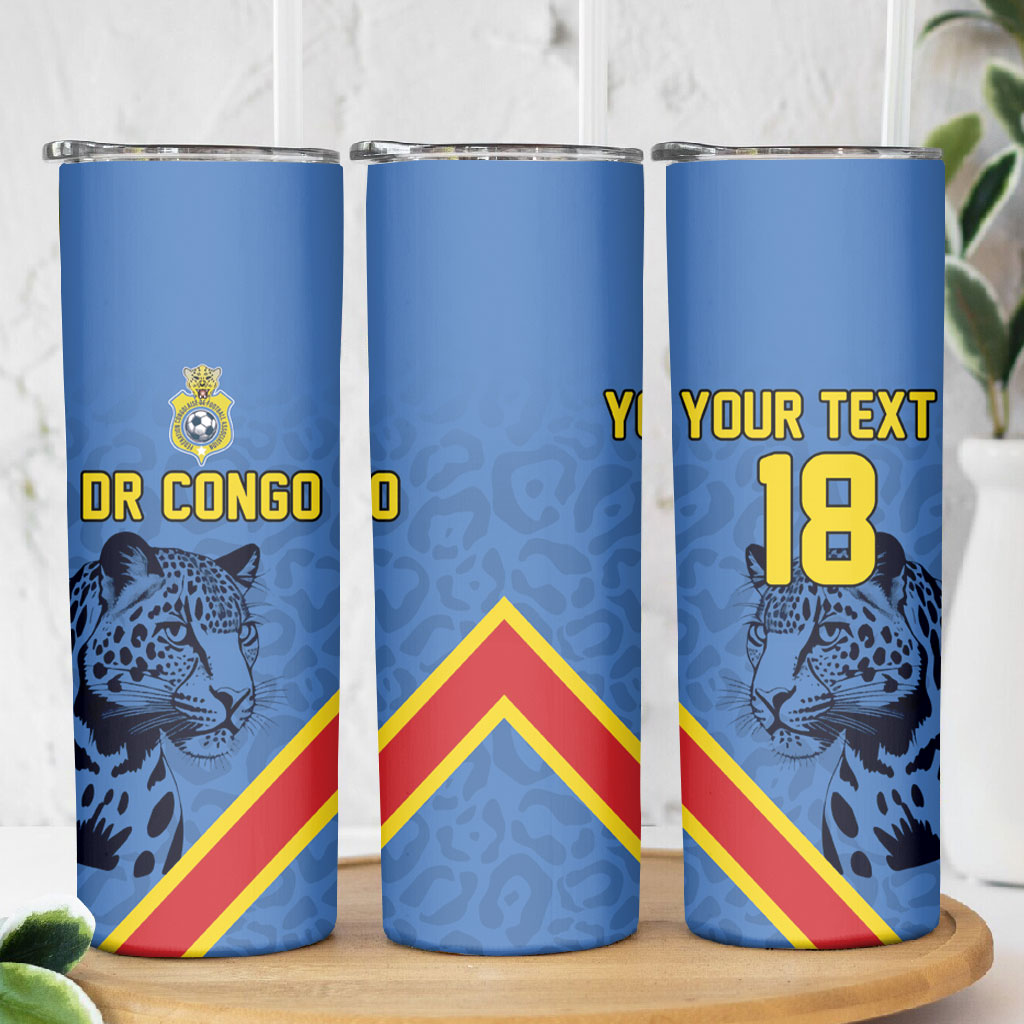 Custom DR Congo Football Skinny Tumbler Leopard Pride Heritage Edition