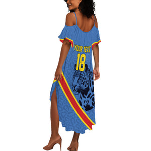 Custom DR Congo Football Summer Maxi Dress Leopard Pride Heritage Edition