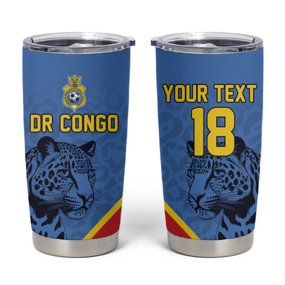 Custom DR Congo Football Tumbler Cup Leopard Pride Heritage Edition
