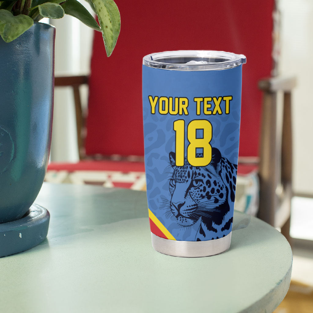 Custom DR Congo Football Tumbler Cup Leopard Pride Heritage Edition