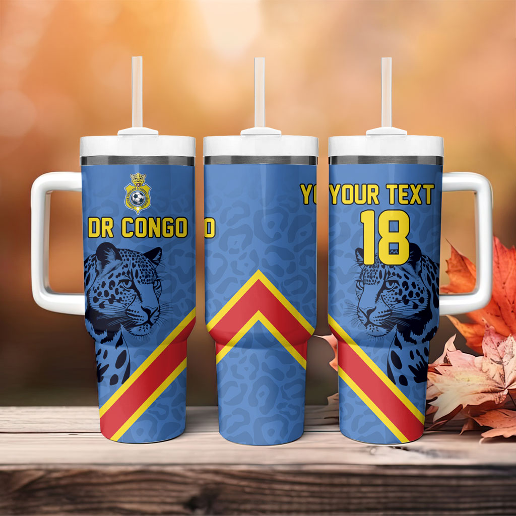Custom DR Congo Football Tumbler With Handle Leopard Pride Heritage Edition