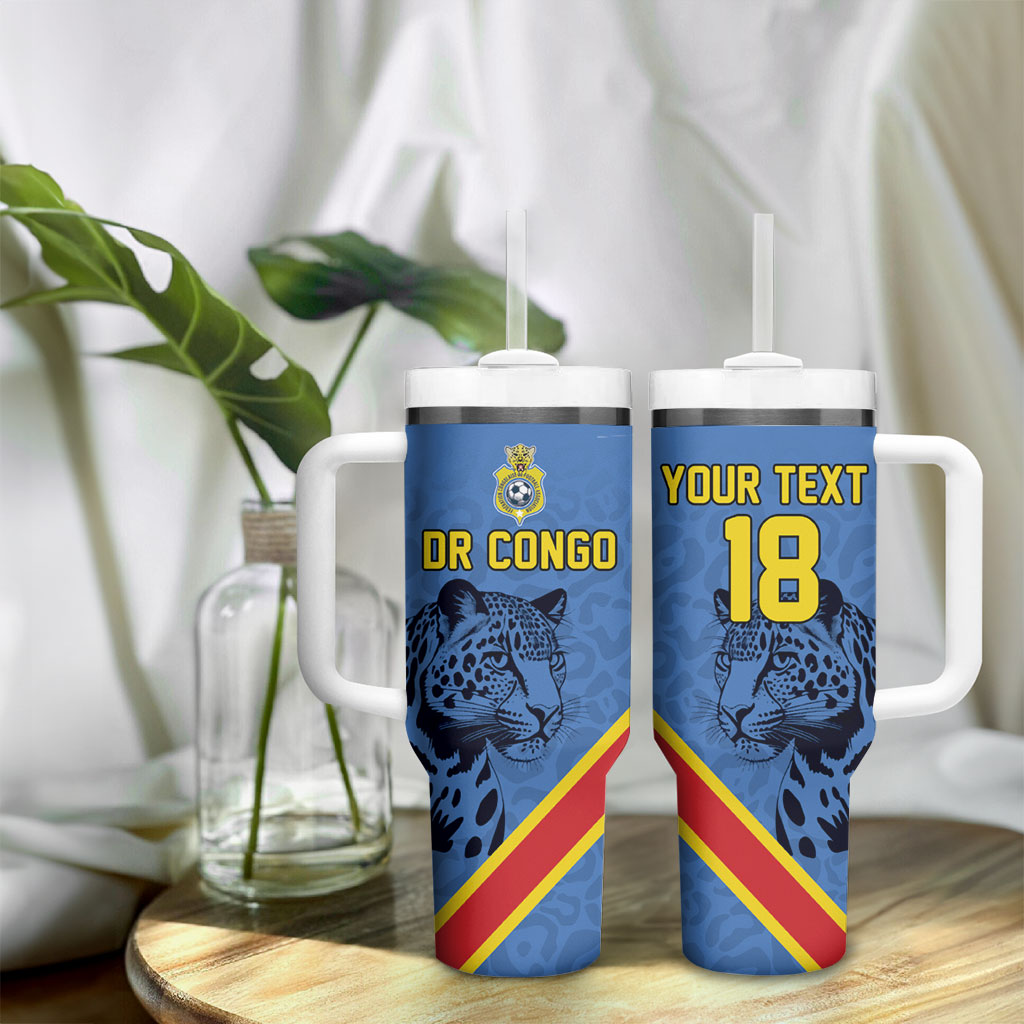 Custom DR Congo Football Tumbler With Handle Leopard Pride Heritage Edition