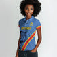 Custom DR Congo Football Women Polo Shirt Leopard Pride Heritage Edition