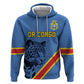 Custom DR Congo Football Zip Hoodie Leopard Pride Heritage Edition