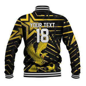 Custom Ghana Football Baseball Jacket Golden Black Star Eagle Heritage