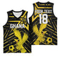 Custom Ghana Football Basketball Jersey Golden Black Star Eagle Heritage