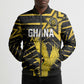 Custom Ghana Football Bomber Puffer Jacket Golden Black Star Eagle Heritage