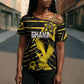 Custom Ghana Football Cross Shoulder Shirt Golden Black Star Eagle Heritage