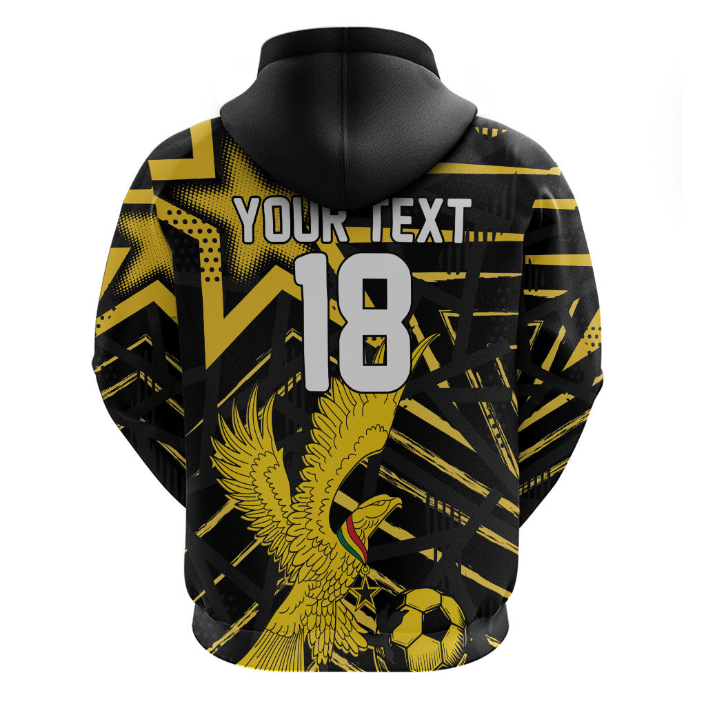 Custom Ghana Football Hoodie Golden Black Star Eagle Heritage