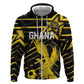 Custom Ghana Football Hoodie Golden Black Star Eagle Heritage