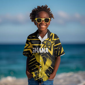 Custom Ghana Football Kid Hawaiian Shirt Golden Black Star Eagle Heritage