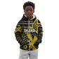 Custom Ghana Football Kid Hoodie Golden Black Star Eagle Heritage