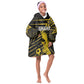 Custom Ghana Football Kid Wearable Blanket Hoodie Golden Black Star Eagle Heritage