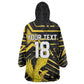 Custom Ghana Football Kid Wearable Blanket Hoodie Golden Black Star Eagle Heritage